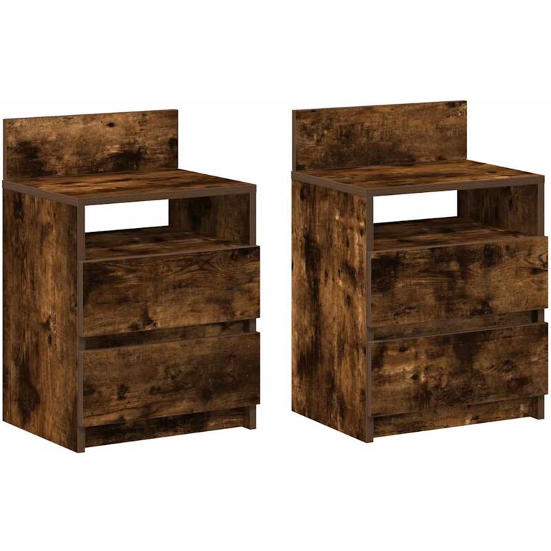 Comodini 2 Pz Con 2 Cassetti Rovere Fumo 40x33x60 Cm Vidaxl