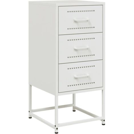 Comodino con 3 cassetti 36 x 39 x 78 cm in acciaio bianco DEC033316