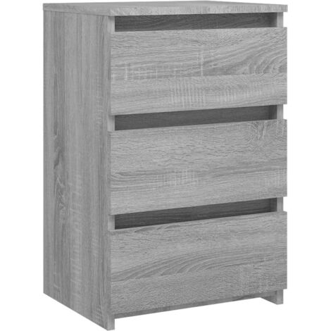 Comodino con 3 cassetti 40 x 35 x 62,5 cm in legno ingegnerizzato grigio DEC034630