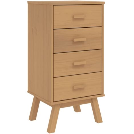 Comodino con 4 cassetti 45 x 39 x 90 cm in legno di pino marrone DEC034537