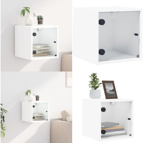 Comodino con Anta in Vetro Bianco 35x37x35 cm - Comodino in vetro - Comodino con anta in vetro