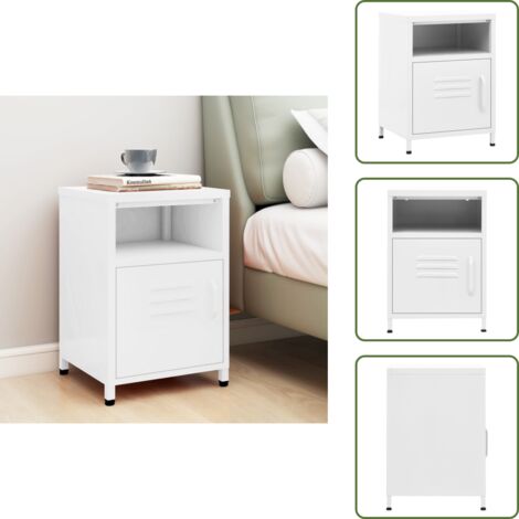 Comodino con anta - vidaXL Comodino Bianco 35x35x51 cm in Acciaio - Comodino per DVD