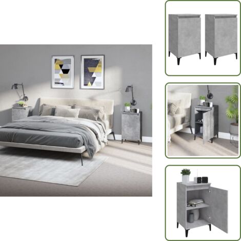 Comodino con ante - vidaXL Comodini 2 pz Grigio Cemento 40x35x70 cm in Legno Multistrato - Comodino in metallo