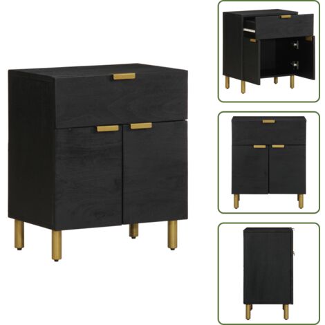 Comodino con ante - vidaXL Comodino Nero 50x33x60 cm in Legno Multistrato - Comodino per interni