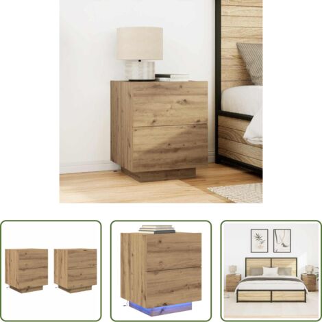 Comodino con cassetti -  Armadio da Notte 2 pcs Rovere artigianale 45 x 40 x 55 cm