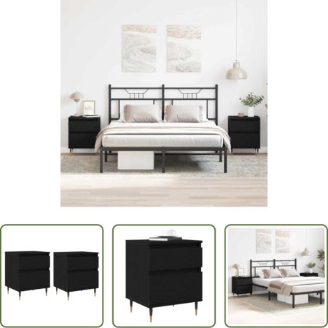 Comodino con cassetti -  Armadio da Notte con cassetto 2 pcs Rovere Nero 40 x 35 x 50 cm