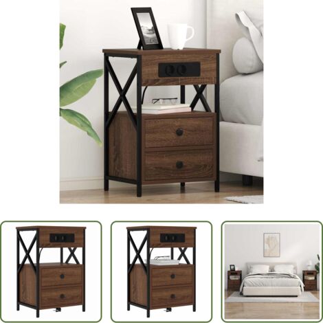 Comodino con cassetti -  Armadio da Notte con cassetto Rovere Marrone 40 x 31 x 60 cm