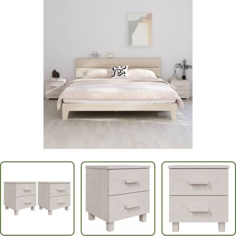Comodino con cassetti -  Comodini HAMAR 2 pz Bianchi 40x35x44,5 cm in Legno di Pino