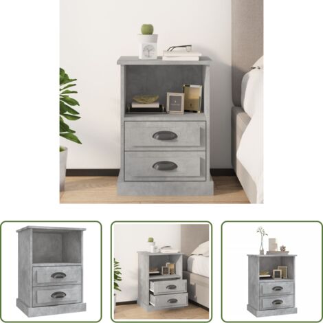 Comodino con cassetti -  Comodino Grigio Cemento 43x36x60 cm