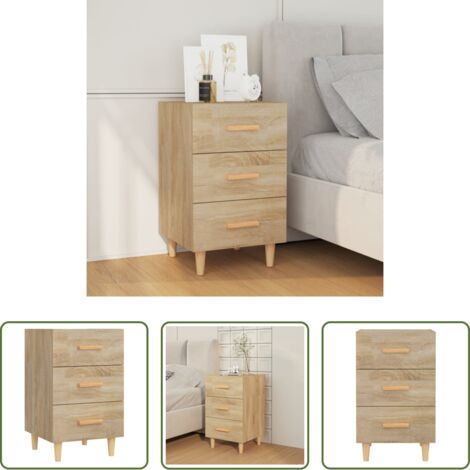 Comodino con cassetti -  Comodino Rovere Sonoma 40x40x66 cm in Legno Multistrato