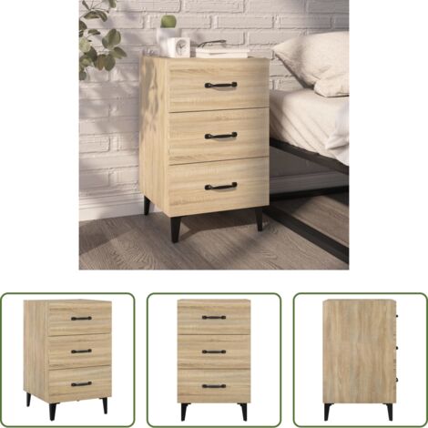 Comodino con cassetti -  Comodino Rovere Sonoma 40x40x66 cm in Legno Multistrato