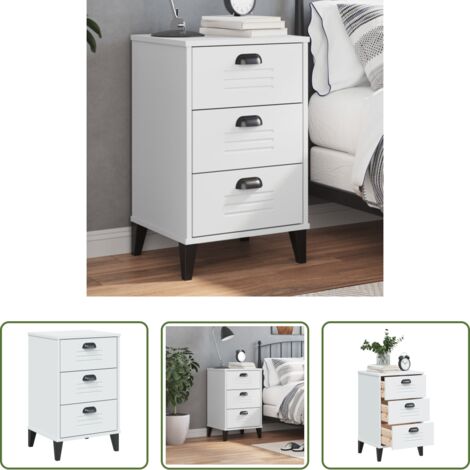 Comodino con cassetti -  Comodino VIKEN Bianco in Legno Multistrato