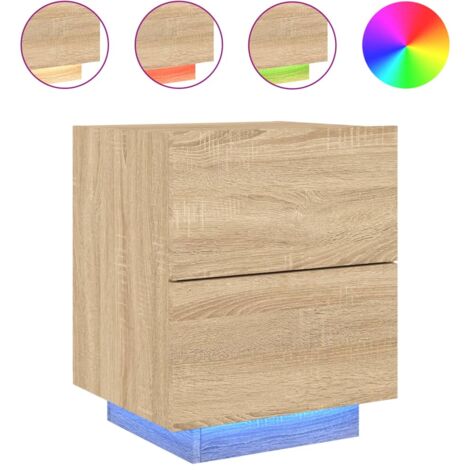 Comodino con cassetti e LED 45 x 40 x 55 cm in MDF color rovere DEC032772