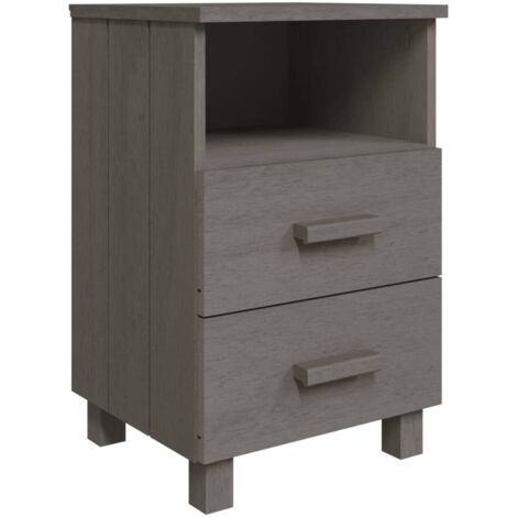 Comodino con cassetti e vano a giorno 40 x 35 x 62 cm legno di pino grigio DEC034074