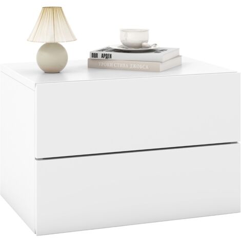 Comodino con cassetti set da 2 Tavolino da letto da parete Bianco