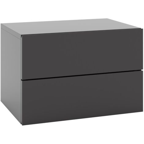 Comodino con cassetti set da 2 Tavolino da letto da parete Grigio