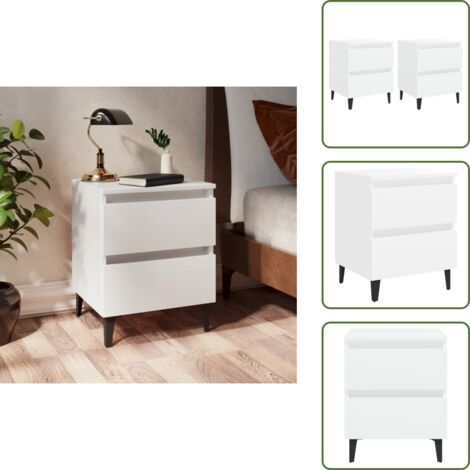 Comodino con cassetti - vidaXL Comodini 2 pz Bianco 40x35x50 cm in Legno Multistrato - Comodino industriale