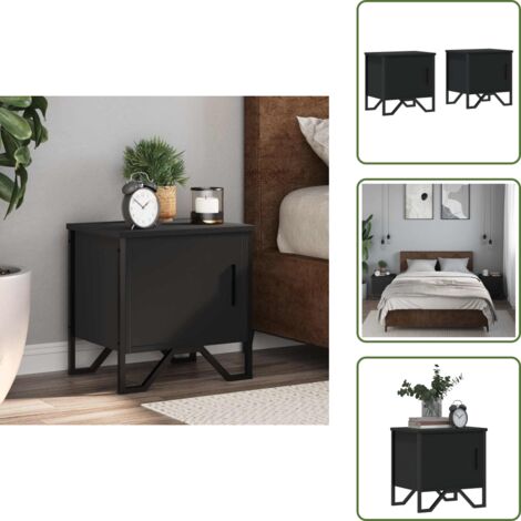 Comodino con cassetti - vidaXL Comodini Neri 2 pz 40x30x40 cm in Legno Multistrato - Comodino per interni
