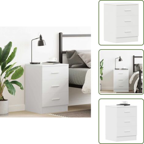Comodino con cassetti - vidaXL Comodino Bianco 38x35x56 cm in Legno Ingegnerizzato - Comodino per soggiorno
