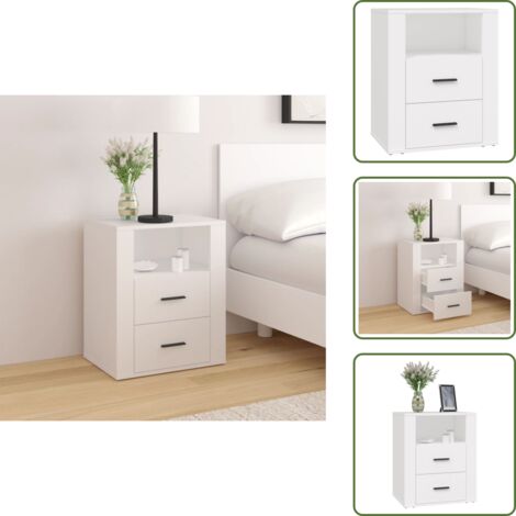 Comodino con cassetti - vidaXL Comodino Bianco 50x36x60 cm in Legno Ingegnerizzato - Comodino con scomparto