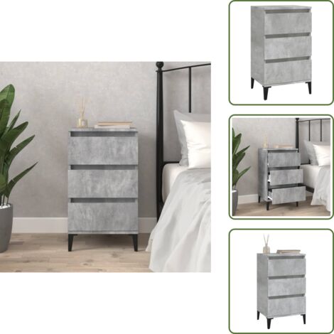 Comodino con cassetti - vidaXL Comodino Grigio Cemento 40x35x70 cm in Legno Multistrato - Comodino per camera da letto