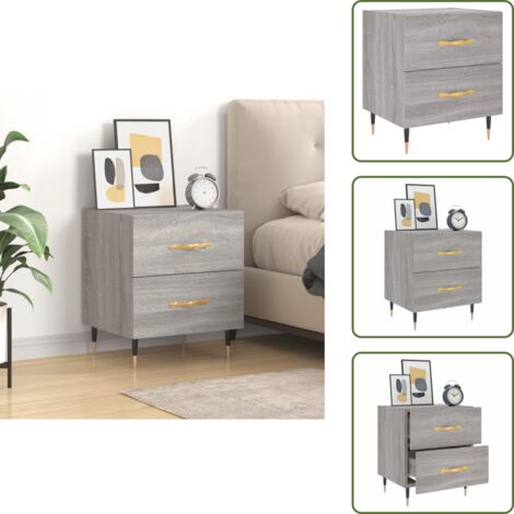 Comodino con cassetti - vidaXL Comodino Grigio Sonoma 40x35x47,5 cm in Legno Multistrato - Comodino con piano espositivo
