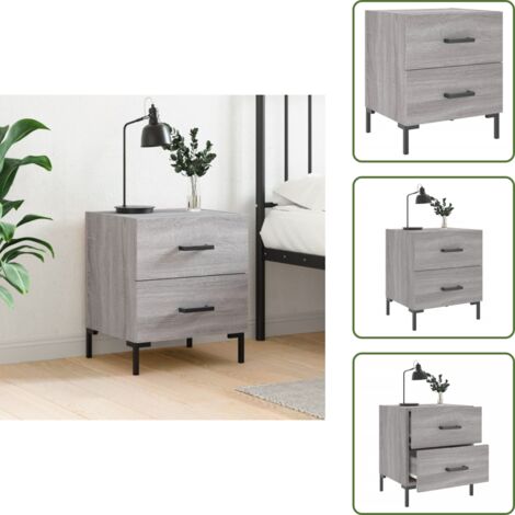 Comodino con cassetti - vidaXL Comodino Grigio Sonoma 40x35x47,5 cm in Legno Multistrato - Comodino con piano espositivo