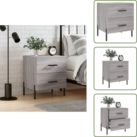 Comodino con cassetti - vidaXL Comodino Grigio Sonoma 40x35x47,5 cm in Legno Multistrato - Comodino con piano espositivo