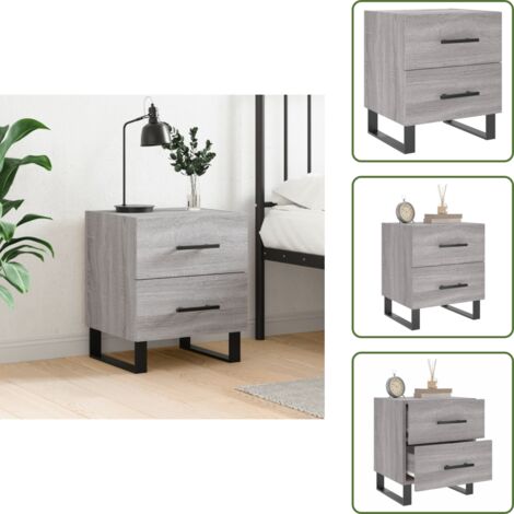 Comodino con cassetti - vidaXL Comodino Grigio Sonoma 40x35x47,5 cm in Legno Multistrato - Comodino con piano espositivo
