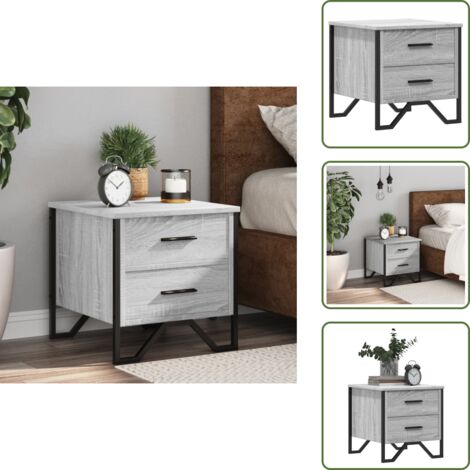 Comodino con cassetti - vidaXL Comodino Grigio Sonoma 40x41x40 cm in Truciolato - Comodino per interni