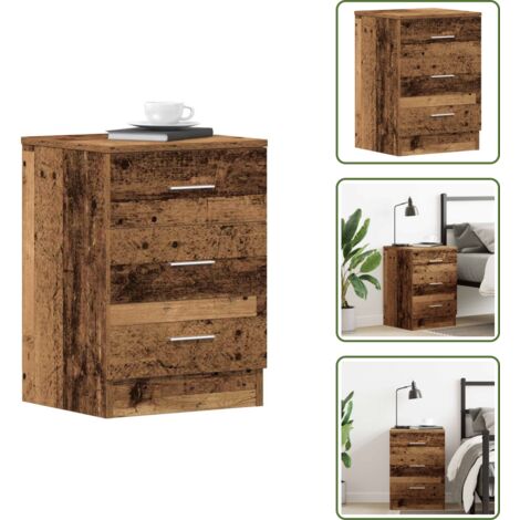 Comodino con cassetti - vidaXL Comodino Legno Antico 38x35x55 cm in Legno Multistrato - Comodino da camera