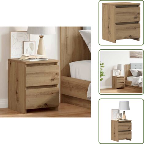 Comodino con cassetti - vidaXL Comodino Rovere Artigianale 30x30x40 cm in Legno Multistrato - Comodino per camera da letto