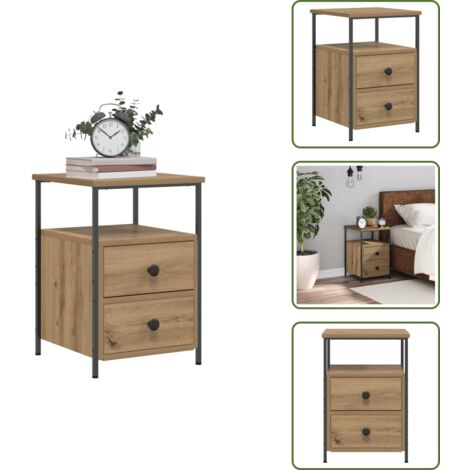 Comodino con cassetti - vidaXL Comodino Rovere Artigianale 34x35,5x50 cm in Legno Multistrato - Comodino con scomparto