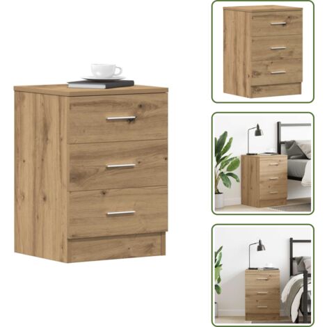 Comodino con cassetti - vidaXL Comodino Rovere Artigianale 38x35x55 cm in Legno Multistrato - Comodino per camera da letto