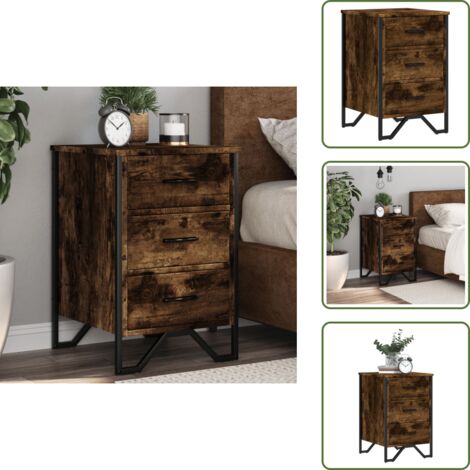 Comodino con cassetti - vidaXL Comodino Rovere Fumo 40x41x60 cm in Legno Multistrato - Comodino con piano