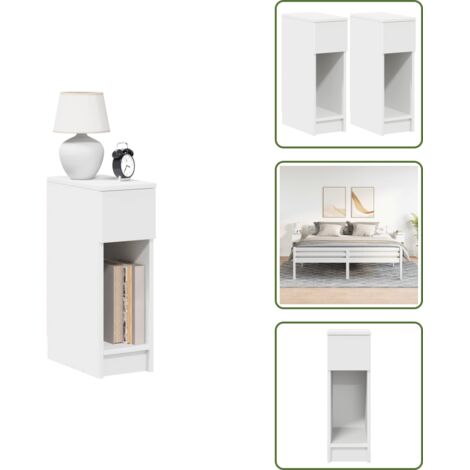 Comodino con cassetto 20x36x60 cm - vidaXL Comodini con Cassetto 2 pz Bianco 20x36x60 cm -