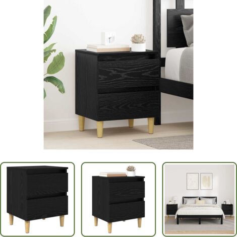 Comodino con cassetto -  Armadietto per letto con cassetto Rovere Nero 40 x 35 x 50 cm