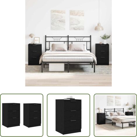 Comodino con cassetto -  Armadio da Notte con cassetto 2 pcs Rovere Nero 40 x 65 x 65 cm
