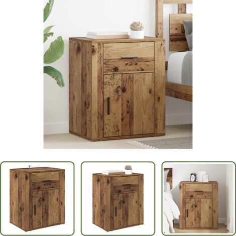 Comodino con cassetto -  Armadio da Notte con cassetto Legno vecchio 35 x 50 x 60 cm