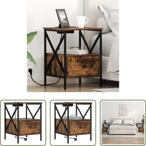 Comodino con cassetto -  Armadio da Notte con cassetto Rovere fumé 41,5 x 40,5 x 55 cm