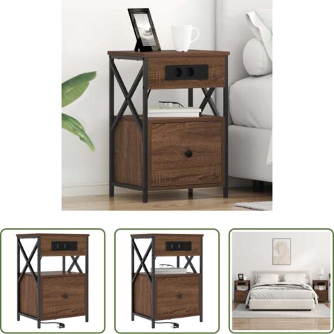 Comodino con cassetto -  Armadio da Notte con cassetto Rovere Marrone 40 x 31 x 60 cm