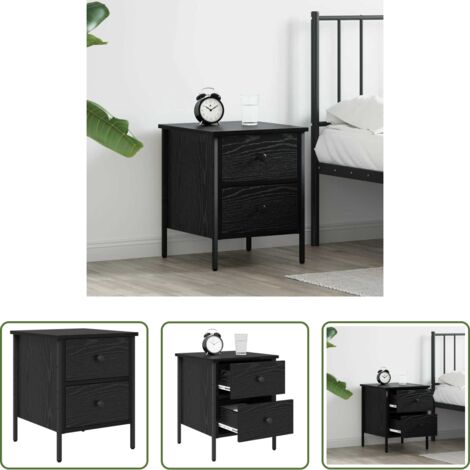Comodino con cassetto -  Comodino con cassetto Rovere nero 40 x 42 x 50 cm