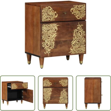 Comodino con cassetto -  Comodino con porta con cassetto Marrone miele 50 x 33 x 60 cm