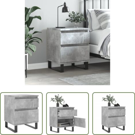 Comodino con cassetto -  Comodino Grigio Cemento 40x35x50 cm in Legno Multistrato