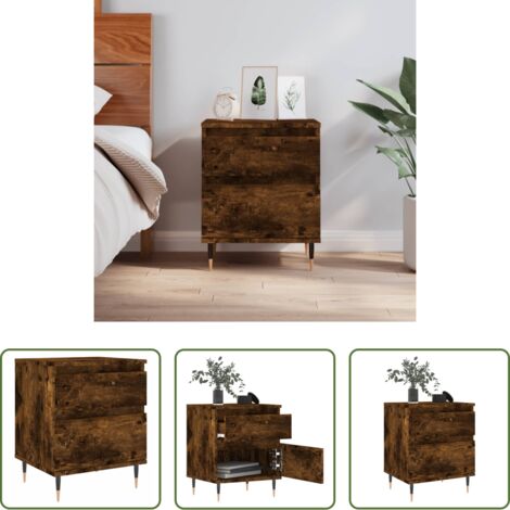 Comodino con cassetto -  Comodino Rovere Fumo 40x35x50 cm in Legno Multistrato