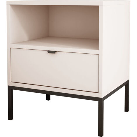Comodino con cassetto e maniglia dorata, colore CAJUN, 50 x 35 x 27 cm, lato sinistro