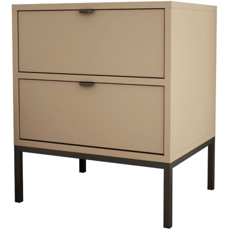 Comodino con cassetto e maniglia oro, colore ROVERE CREMONA, 50 x 35 x 27 cm, lato destro