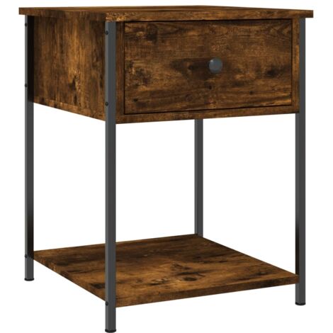 Comodino con cassetto e ripiano 44 x 45 x 58 cm MDF marrone e ferro DEC033650