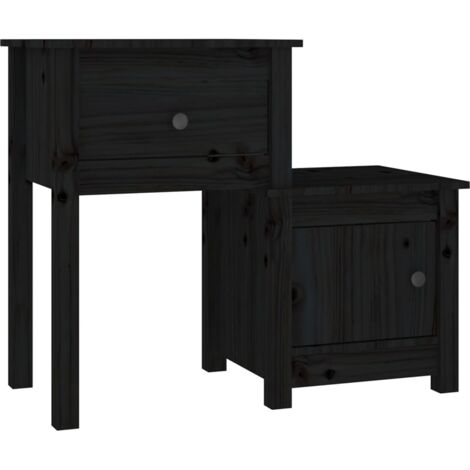 Comodino con cassetto e vano con anta 79,5 x 38 x 65,5 cm legno di pino nero DEC034523
