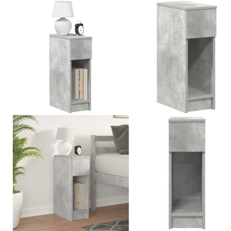 Comodino con Cassetto Grigio Cemento 20x36x60 cm - Armadio con cassetto - Comodino grigio cemento